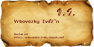 Vrbovszky Iván névjegykártya